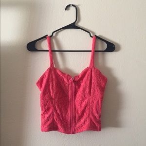 Charlotte Russe Pink Zipper Crop Top
